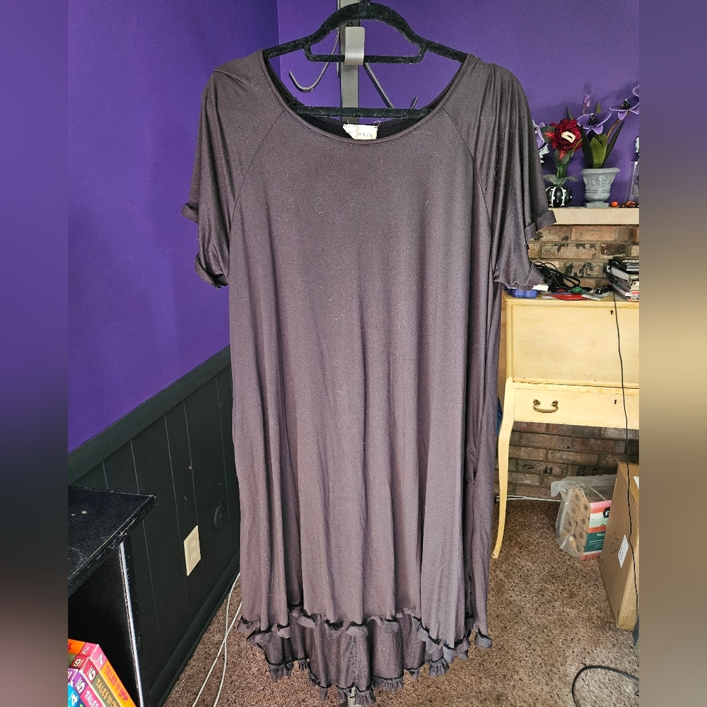 Casual Black Ruffle Hem Dress